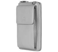 VON HEESEN Leder Handy-Geldbörse mit RFID-Schutz - Handytasche mit Portemonnaie für Damen & Herren aus echtem Leder - Wallet mit Münzfach - Geldbeutel für Frauen und Männer in Grau
