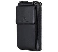 VON HEESEN Leder Handy-Geldbörse mit RFID-Schutz - Handytasche mit Portemonnaie für Damen & Herren aus echtem Leder - Wallet mit Münzfach - Geldbeutel für Frauen und Männer in Schwarz