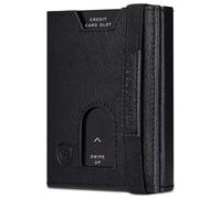 VON HEESEN Leder Slim Wallet - Geldbeutel mit RFID Schutz - Mini Geldbörse für Herren und Damen - Kartenetui Echtleder Karten Portemonnaie klein - Kreditkartenetui Schwarz Saffiano