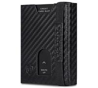 VON HEESEN Leder Slim Wallet - Geldbeutel mit RFID Schutz - Mini Geldbörse für Herren und Damen - Kartenetui Echtleder Karten Portemonnaie klein - Kreditkartenetui Carbon-Schwarz