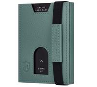 VON HEESEN Leder Slim Wallet - Geldbeutel mit RFID Schutz - Mini Geldbörse für Herren und Damen - Kartenetui Echtleder Karten Portemonnaie klein - Kreditkartenetui Türkis Silver Pine