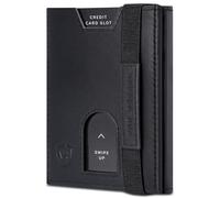 VON HEESEN Mini Kartenetui Ohne Münzfach 6-12 Karten - RFID-Schutz - Leder Geldbörse Damen Herren - Geldbeutel Männer klein - Portemonnaie Portmonaise Portmonee Slim Wallet (Schwarz Glatt)