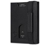 VON HEESEN Slim Wallet mit Münzfach & RFID-Schutz - Leder Geldbeutel - Mini Geldbörse für Herren und Damen - Kartenetui Echtleder Karten Portemonnaie klein - Kreditkartenetui Schwarz