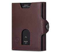 VON HEESEN Slim Wallet mit Münzfach & RFID-Schutz - Leder Geldbeutel - Mini Geldbörse für Herren und Damen - Kartenetui Echtleder Karten Portemonnaie klein - Kreditkartenetui Braun