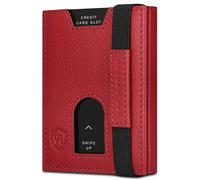 VON HEESEN Slim Wallet mit Münzfach & RFID-Schutz - Leder Geldbeutel - Mini Geldbörse für Herren und Damen - Kartenetui Echtleder Karten Portemonnaie klein - Kreditkartenetui Rot