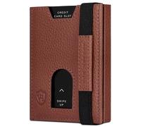 VON HEESEN Slim Wallet mit Münzfach & RFID-Schutz - Leder Geldbeutel - Mini Geldbörse für Herren und Damen - Kartenetui Echtleder Karten Portemonnaie klein - Kreditkartenetui Cognac-Braun