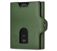 VON HEESEN Slim Wallet mit Münzfach & RFID Schutz - Leder Geldbörse Herren klein - Mini Geldbeutel Damen Portmonee - Kartenetui Echtleder Karten Portemonnaie - Kreditkartenetui Grün