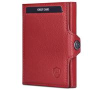 VON HEESEN Slim Wallet mit Münzfach & RFID-Schutz - Mini Geldbörse Herren & Damen - Kartenetui Geldklammer Kreditkartenetui - Portmonee Geldbeutel Portemonnaie klein (Rot)