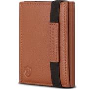 VON HEESEN Slim Wallet mit RFID Schutz - Geldbörse Herren klein - Mini Geldbeutel Damen Portmonee - Kartenetui Echtleder Karten Portemonnaie - Leder Kreditkartenetui Cognac-Braun
