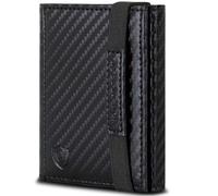 VON HEESEN Slim Wallet mit RFID Schutz - Geldbörse Herren klein - Mini Geldbeutel Damen Portmonee - Kartenetui Echtleder Karten Portemonnaie - Leder Kreditkartenetui Carbon-Schwarz