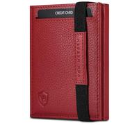 VON HEESEN Slim Wallet mit RFID Schutz - Geldbörse Herren klein - Mini Geldbeutel Damen Portmonee - Kartenetui Echtleder Karten Portemonnaie - Leder Kreditkartenetui Rot