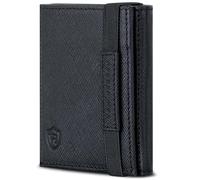 VON HEESEN Slim Wallet mit RFID Schutz - Geldbörse Herren klein - Mini Geldbeutel Damen Portmonee - Kartenetui Echtleder Karten Portemonnaie - Leder Kreditkartenetui Schwarz Saffiano