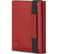 VON HEESEN Slim Wallet mit RFID Schutz - Geldbörse Herren klein - Mini Geldbeutel Damen Portmonee - Kartenetui Echtleder Karten Portemonnaie - Leder Kreditkartenetui Rot