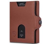 VON HEESEN Slim Wallet mit XL Münzfach & RFID-Schutz - Leder Geldbeutel - Mini Geldbörse für Herren und Damen - Kartenetui Echtleder Karten Portemonnaie klein - Kreditkartenetui Cognac-Braun