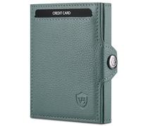 VON HEESEN Slim Wallet mit XL Münzfach & RFID-Schutz - Mini Geldbörse Herren & Damen - Kartenetui Geldklammer Kreditkartenetui - Portmonee Geldbeutel Portemonnaie klein (Türkis Silver-Pine)