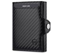 VON HEESEN Slim Wallet mit XL Münzfach & RFID-Schutz - Mini Geldbörse Herren & Damen - Kartenetui Geldklammer Kreditkartenetui - Portmonee Geldbeutel Portemonnaie klein (Carbon)