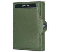 VON HEESEN Slim Wallet mit XL Münzfach & RFID-Schutz - Mini Geldbörse Herren & Damen - Kartenetui Geldklammer Kreditkartenetui - Portmonee Geldbeutel Portemonnaie klein (Grün)