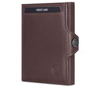 VON HEESEN Slim Wallet mit XL Münzfach & RFID-Schutz - Mini Geldbörse Herren & Damen - Kartenetui Geldklammer Kreditkartenetui - Portmonee Geldbeutel Portemonnaie klein (Braun)
