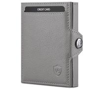VON HEESEN Slim Wallet mit XL Münzfach & RFID-Schutz - Mini Geldbörse Herren & Damen - Kartenetui Geldklammer Kreditkartenetui - Portmonee Geldbeutel Portemonnaie klein (Grau)