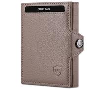 VON HEESEN Slim Wallet mit XL Münzfach & RFID-Schutz - Mini Geldbörse Herren & Damen - Kartenetui Geldklammer Kreditkartenetui - Portmonee Geldbeutel Portemonnaie klein (Taupe)