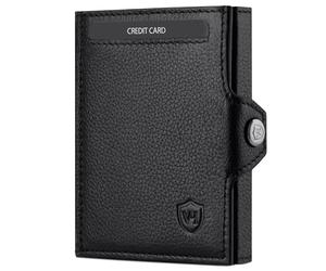 VON HEESEN Slim Wallet mit XL Münzfach & RFID-Schutz - Mini Geldbörse Herren & Damen - Kartenetui Geldklammer Kreditkartenetui - Portmonee Geldbeutel Portemonnaie klein (Schwarz)