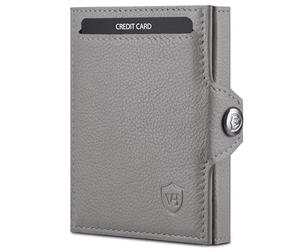 VON HEESEN Slim Wallet mit XL Münzfach & RFID-Schutz - Mini Geldbörse Herren & Damen - Kartenetui Geldklammer Kreditkartenetui - Portmonee Geldbeutel Portemonnaie klein (Grau)