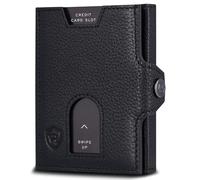VON HEESEN Slim Wallet mit XXL Münzfach & RFID-Schutz - Leder Geldbeutel - Mini Geldbörse für Herren und Damen - Kartenetui Echtleder Karten Portemonnaie klein - Kreditkartenetui Schwarz