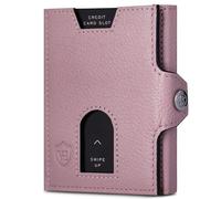 VON HEESEN Slim Wallet mit XXL Münzfach & RFID-Schutz - Leder Geldbeutel - Mini Geldbörse für Herren und Damen - Kartenetui Echtleder Karten Portemonnaie klein - Kreditkartenetui Lavendel