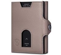 VON HEESEN Slim Wallet mit XXL Münzfach & RFID-Schutz - Leder Geldbeutel - Mini Geldbörse für Herren und Damen - Kartenetui Echtleder Karten Portemonnaie klein - Kreditkartenetui Taupe