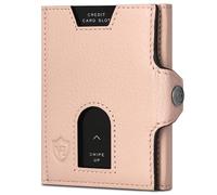 VON HEESEN Slim Wallet mit XXL Münzfach & RFID-Schutz - Leder Geldbeutel - Mini Geldbörse für Herren und Damen - Kartenetui Echtleder Karten Portemonnaie klein - Kreditkartenetui Rose