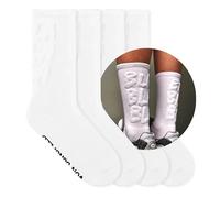 von Jungfeld 2er Set Weiße Embossed Socken Damen & Herren in Gr. 36-46 - Lange Socken (Crew Socks) - Strümpfe mit geprägtem Design (DE/NL/SE/PL, Numerisch, 41, 46, Regular, Regular, Weiss (BlaBlaBla))