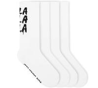 von Jungfeld 2er Set Weiße Tennissocken Damen & Herren - Lange Socken (Crew Socks) aus Bio-Baumwolle - Strümpfe mit Smiley Statement in Gr. 43-46