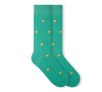 von Jungfeld Bio-Baumwoll Socken Damen Herren, Lange bunt gemusterte Businesssocken & Anzugsocken, 1 Paar, Gr.36-46 (DE/NL/SE/PL, Numerisch, 36, 40, Regular, Regular, Orange - Jade Green)