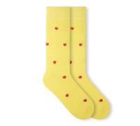 von Jungfeld Bio-Baumwoll Socken Damen Herren, Lange bunt gemusterte Businesssocken & Anzugsocken, 1 Paar, Gr.36-46 (DE/NL/SE/PL, Numerisch, 36, 40, Regular, Regular, Strawberry - Bright Yellow)