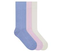 von Jungfeld Gerippte Socken für Damen & Herren in Gr. 43-46 - Bunte Business Socken aus Baumwolle - 3er Set mit Strümpfen in Cremeweiß, Rosa & Blau - Lange Socken mit verstärkter Ferse