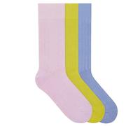 von Jungfeld Gerippte Socken für Damen & Herren in Gr. 43-46 - Bunte Business Socken aus Baumwolle - 3er Set mit Strümpfen in Blau, Rose & Grün - Lange Socken mit verstärkter Ferse