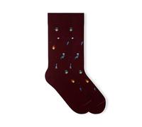von Jungfeld - Motivsocken mit verschiedenen Icons - Bunte Socken mit Muster für Damen & Herren in Gr. 35-46 (DE/NL/SE/PL, Numerisch, 43, 46, Regular, Regular, Campingnight Maroon Red)