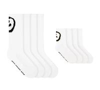 von Jungfeld Tennissocken für Kinder & Erwachsene im Family-Set - 2x 2er Set Sportsocken Kinder (Crew Socks) aus Bio-Baumwolle - Kindersocken mit Smiley-Motiv in Gr. 43-46 & 23-26