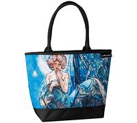 VON LILIENFELD Handtasche Alfons Mucha Der Mond Damen Kunst Motiv Shopper Maße L42 x B30 x T15 cm Strandtasche Henkeltasche Büro