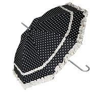VON LILIENFELD Regenschirm Sonnenschirm Brautschirm Hochzeitsschirm Mary-Poppins-Schirm Auf-Automatik Mary mit Rüschen Polkadots schwarz