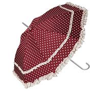 VON LILIENFELD Regenschirm Sonnenschirm Brautschirm Hochzeitsschirm Mary-Poppins-Schirm Auf-Automatik Mary mit Rüschen Polkadots bordeaux