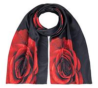 VON LILIENFELD Schal Damen 100% Seide Rosen Blumen Motiv Halstuch Seidenschal Seidentuch Kanten handgerollt 172 x 42 cm