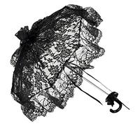 VON LILIENFELD Spitzenschirm Brautschirm Hochzeitsschirm Damen Klein Accessoire Tüllborte Josephine schwarz