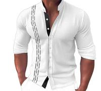 Von Sport T-Shirt Herren Outdoor Tshirt Hemd Mit Druckknöpfen Mintgrün Shirt Weiß Slim Fit