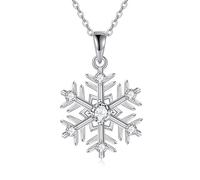 VONALA 925 Sterling Silber Schneeflocke Kette Weihnachten Anhänger Halskette Schmuck Geburtstagsgeschenke für Damen Mädchen (Schneeflocke)