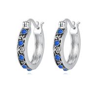 VONALA Filigrane Blumen Ohrringe für Frauen 925 Sterling Silber Blaue Blume Huggie Ohrringe Kleine Creolen Blumen Schmuck Geschenk