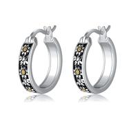 VONALA Gänseblümchen Bienen Creolen für Damen 925 Sterling Silber Blume Hoop Earring Kleine Huggie Ohrringe Schmuck Geschenke für Mädchen