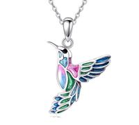 VONALA Kolibri Halskette 925 Sterling Silber Bunte Anhänger Vogel Kette Schmuck Geburtstagsgeschenke für Damen Mädchen