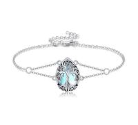 VONALA Lebensbaum Mondstein Armband für Damen 925 Sterling Silber Baum des Lebens Anhänger Mondstein Armband Schmuck Geschenke für Damen Frauen Mädchen