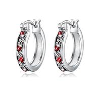 VONALA Marienkäfer Filigrane Ohrringe für Frauen - 925 Sterling Silber - Creolen - 17mm x 15mm - 2 Stück - Französischer Clip - Geschenke für jeden Anlass